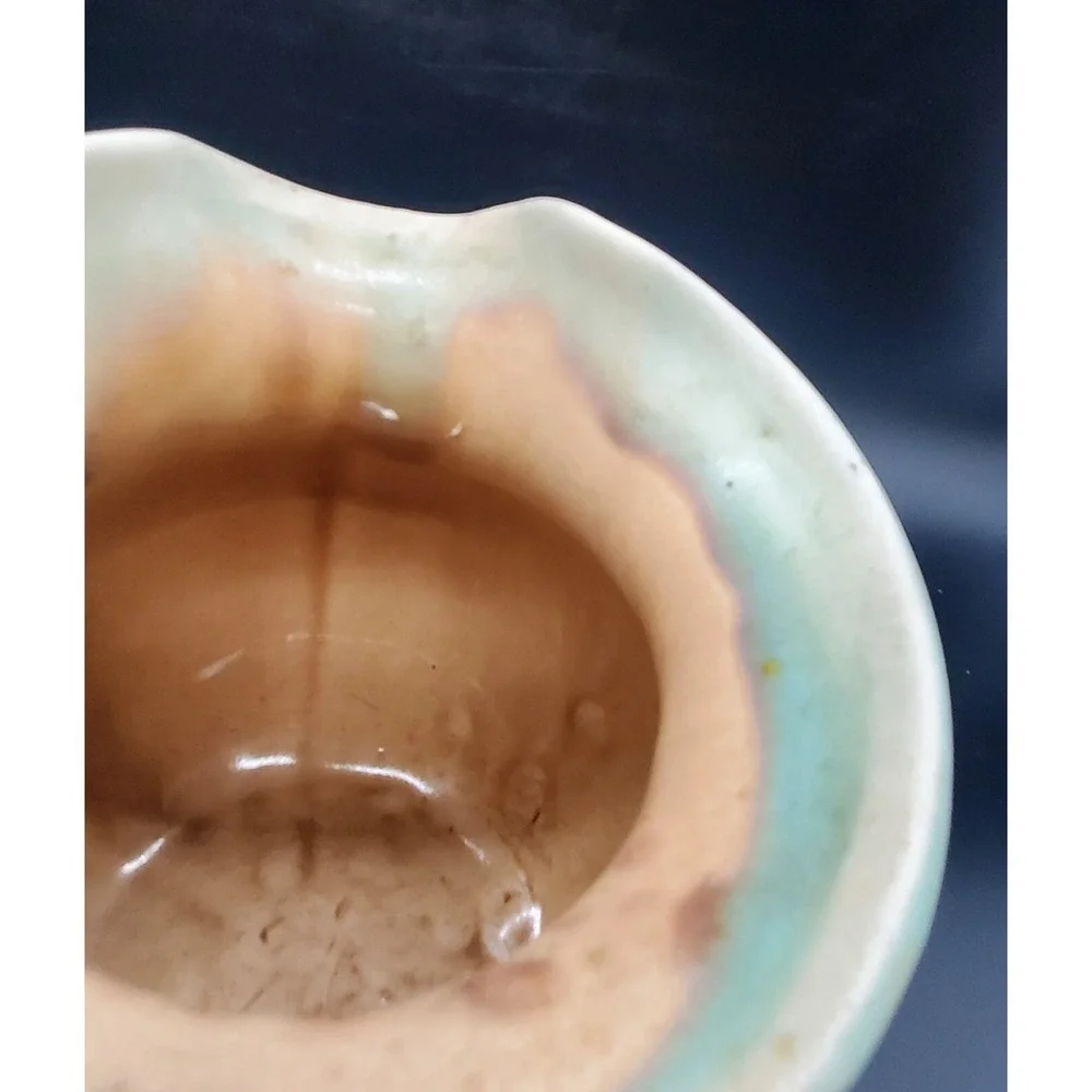 Handmade D. Lessar Studio Art Pottery‎ Red Tulip Pitcher Handmade Drip Glaze 7